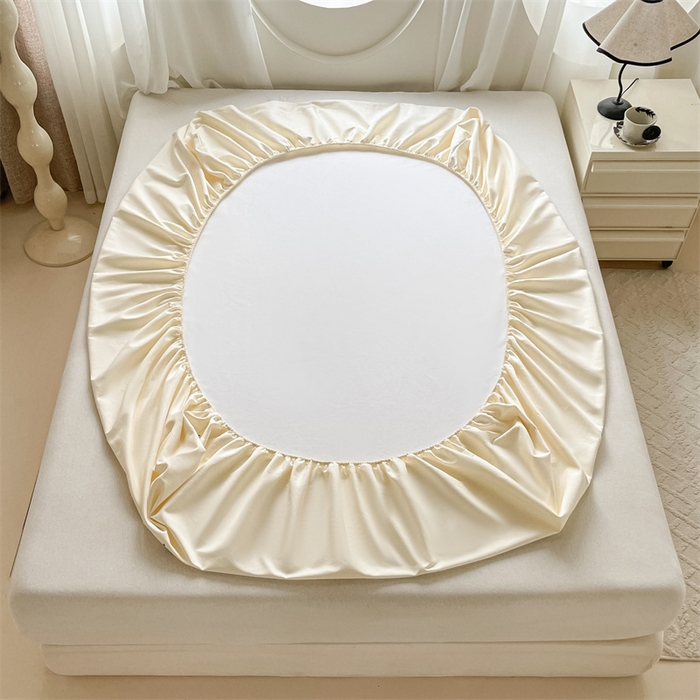 91家纺网 家纺一手货源 找家纺 布卢姆床垫 2025新款全棉烫画全棉老粗布床笠 棉朵-奶黄