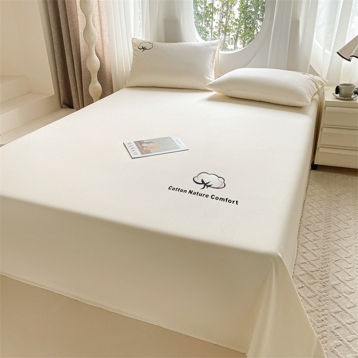 91家纺网 家纺一手货源 找家纺 布卢姆床垫 2025新款全棉纯棉烫画全棉老粗布床单凉席 棉朵-奶黄