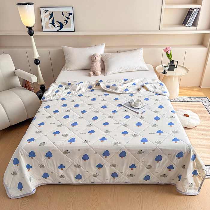 91家纺网 家纺一手货源 找家纺 薇玛仕 2025新款印花款小清新超声波大豆夏凉被空调被 森林小象