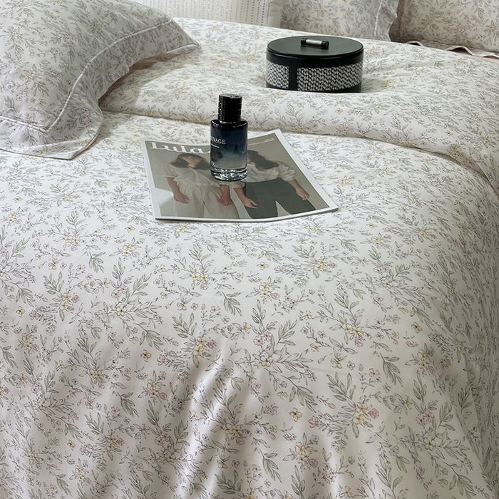 91家纺网 家纺一手货源 找家纺 莱豫2025新款50支莱赛尔天丝四件套 花黛米