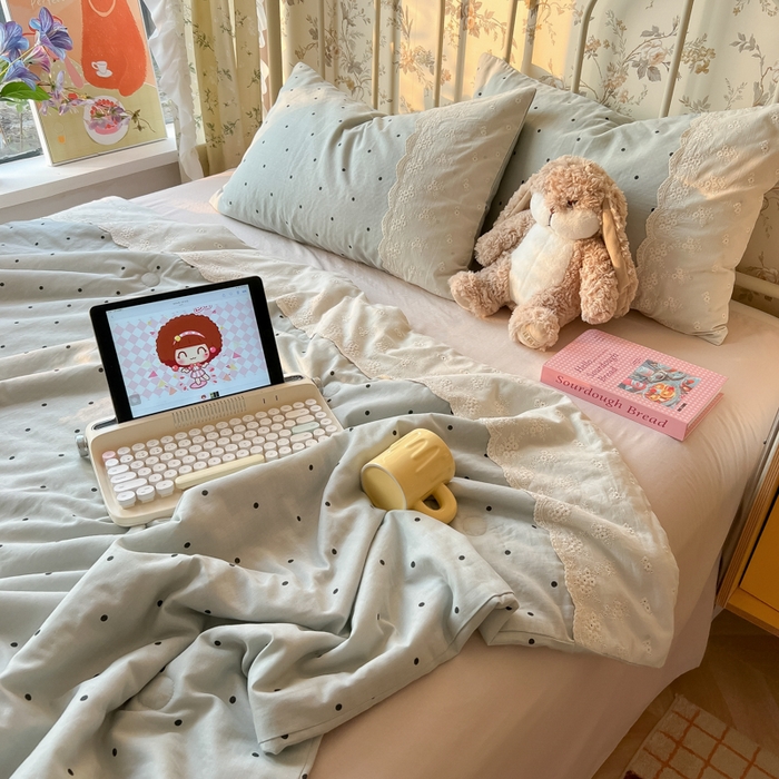 91家纺网 家纺一手货源 找家纺 （总）盼季家纺 新款夏季夏天蕾丝花边大豆纤维被夏凉被床单四件套空调被