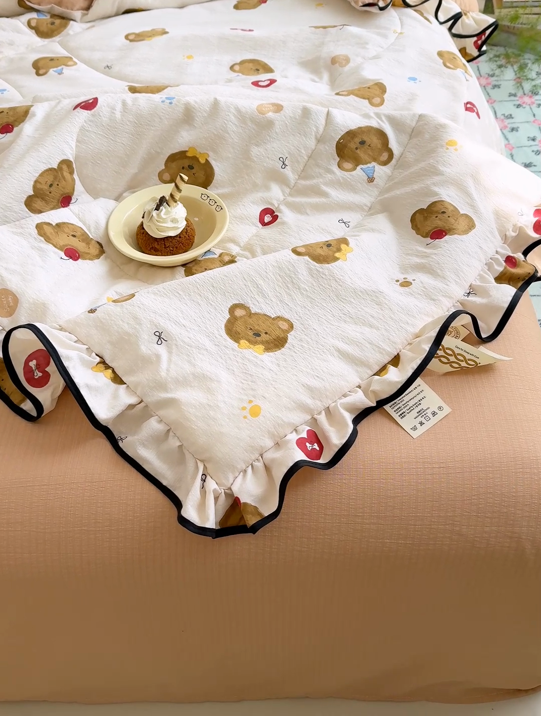 91家纺网 家纺一手货源 找家纺 慕尚 2025新款云感棉花边夏凉被空调被 熊耶