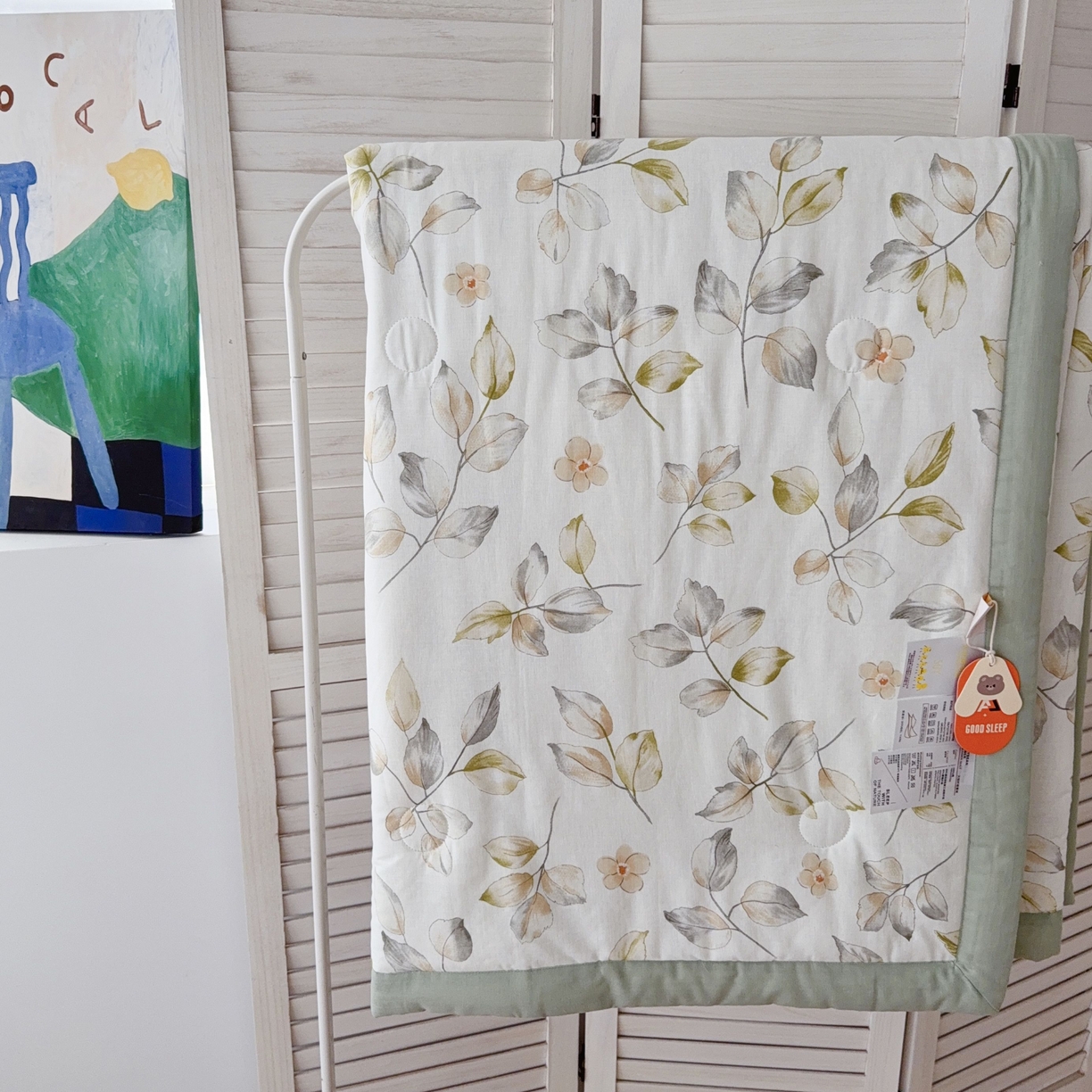 91家纺网 家纺一手货源 找家纺 于果 2025新款全棉双层纱夏被四件套 枝意