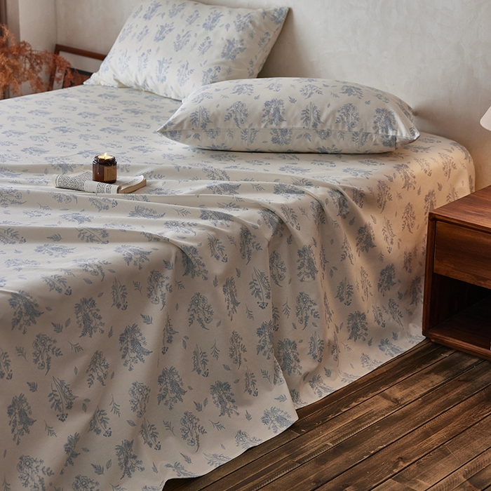 91家纺网 家纺一手货源 找家纺 千朵森2025新款A类全棉老粗布床单三件套 临水