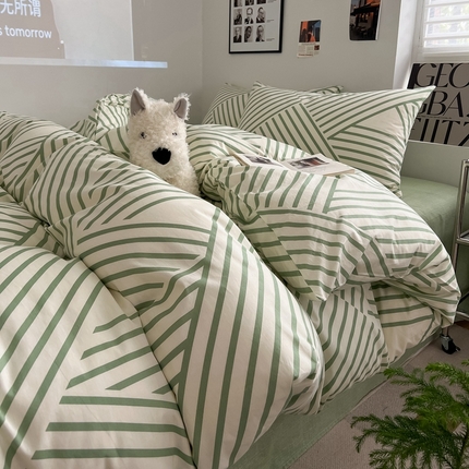 吉象2025新款全棉印花北欧极简四件套系列 语初绿