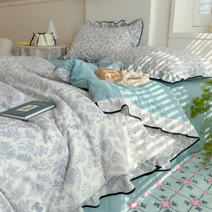 91家纺网 家纺一手货源 找家纺 慕尚 2025新款云感棉花边夏凉被空调被 蝶恋