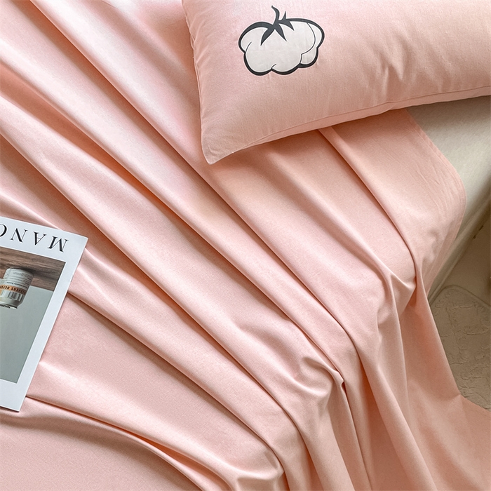 91家纺网 家纺一手货源 找家纺 布卢姆床垫 2025新款全棉纯棉烫画全棉老粗布床单凉席 棉朵-珊瑚粉