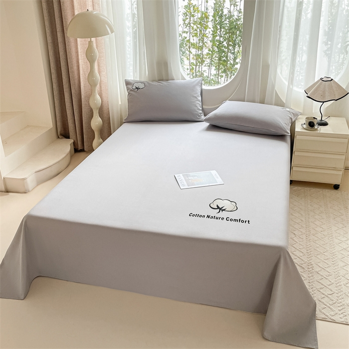 91家纺网 家纺一手货源 找家纺 布卢姆床垫 2025新款全棉纯棉烫画全棉老粗布床单凉席 棉朵-浅灰