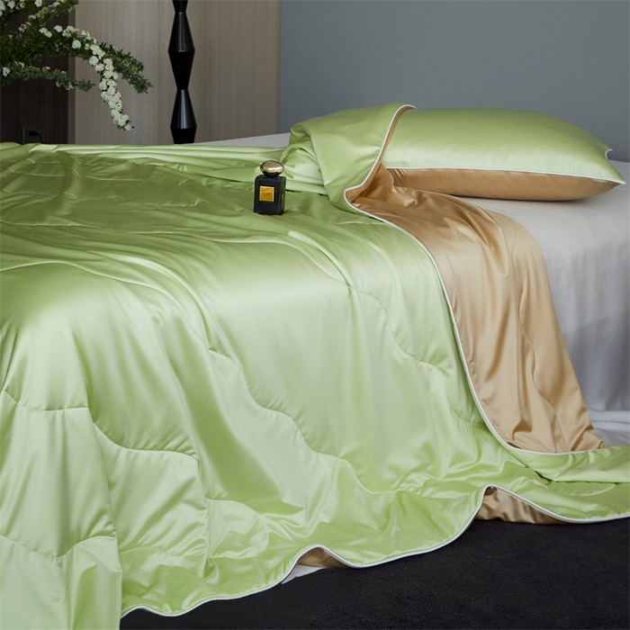 91家纺网 家纺一手货源 找家纺 （总）头等舱  2025新款水光缎冰肌锦氨A类55植物大豆7A抗菌夏被配礼盒