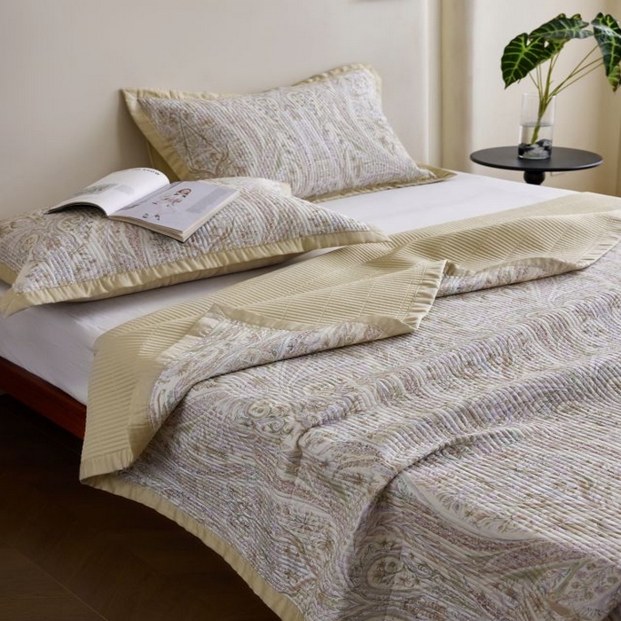 91家纺网 家纺一手货源 找家纺 黛舒家居2025新款天丝水洗印花夏被床盖三件套 莉格西塔