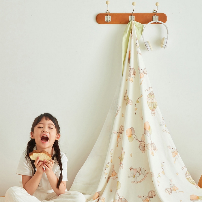 91家纺网 家纺一手货源 找家纺 嗨生活 2025年新品天竹系列A类竹纤维四层纱儿童盖毯 幼儿园夏被夏凉被空调被 缤纷马戏团