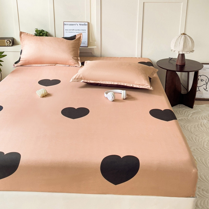 91家纺网 家纺一手货源 找家纺 朵朵家纺 2025新款亲肤棉芦荟棉床笠单床笠，磨毛床笠，印花床笠（可定制尺寸 ） 比心