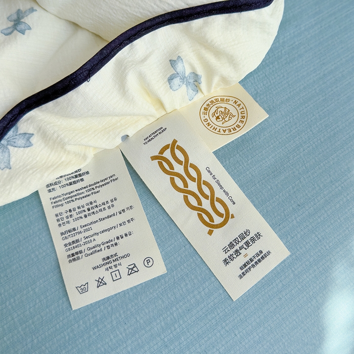 91家纺网 家纺一手货源 找家纺 慕尚 2025新款云感棉花边夏凉被空调被 蓝蝴蝶结