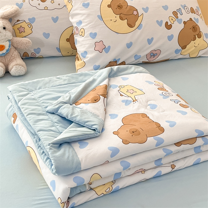 91家纺网 家纺一手货源 找家纺 美梦里 2025新款A类水洗棉棉花夏被 夏凉被空调被 小星心