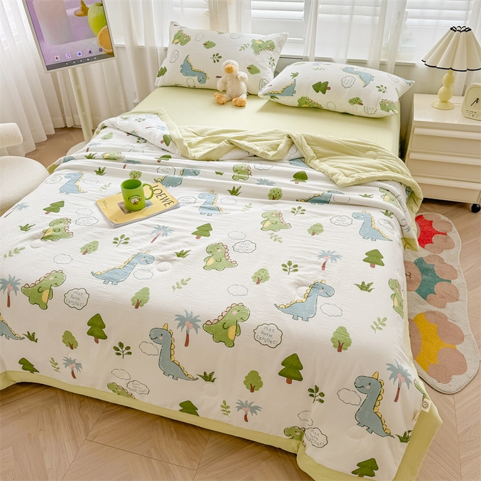 91家纺网 家纺一手货源 找家纺 美梦里 2025新款A类水洗棉棉花夏被 夏凉被空调被 小恐龙