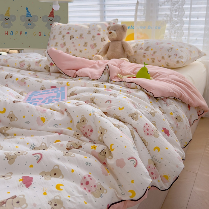 91家纺网 家纺一手货源 找家纺 美派工厂店2025新款水洗邹邹纱夏被 小考拉