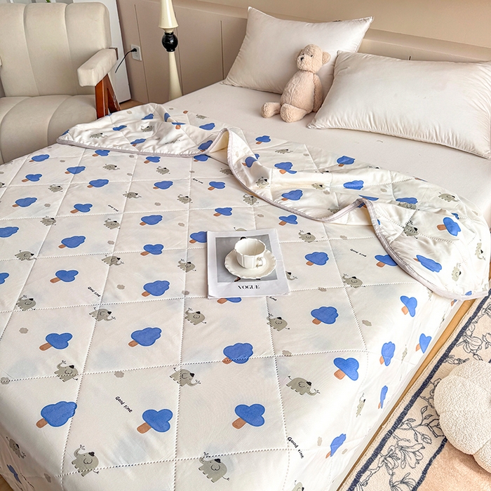 91家纺网 家纺一手货源 找家纺 薇玛仕 2025新款印花款小清新超声波大豆夏凉被空调被 森林小象