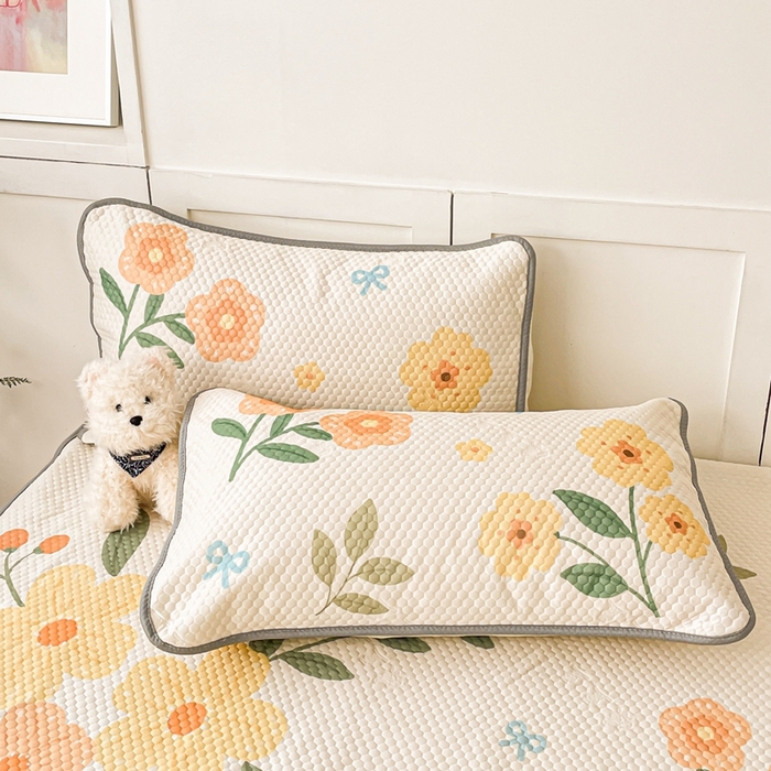 91家纺网 家纺一手货源 找家纺 川悦生活 2025新款大版冰豆豆凉豆豆凉席 花之夏