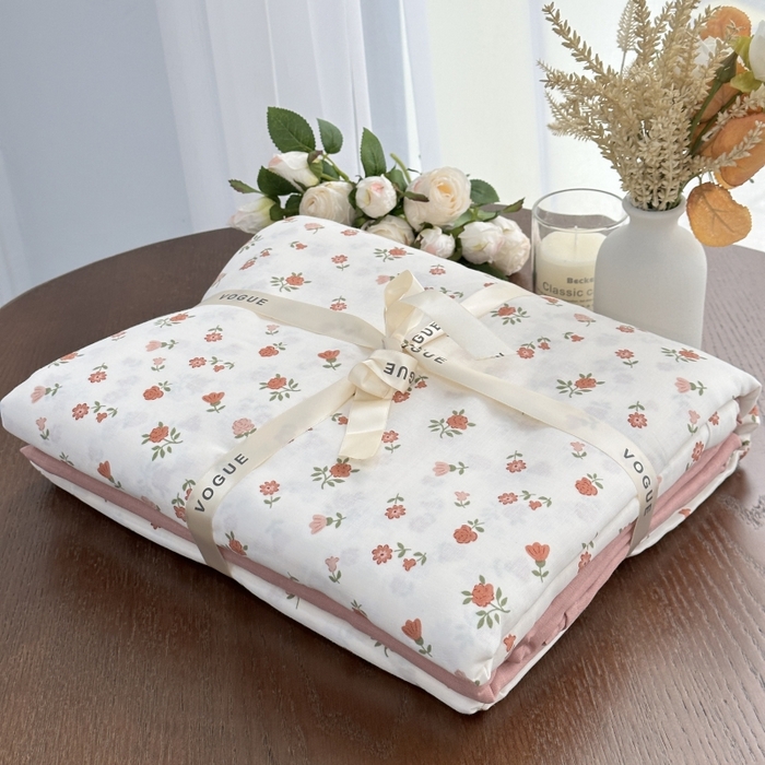 91家纺网 家纺一手货源 找家纺 黛馨家居2025新款全棉A类小清新双层纱四件套-系列二 白棘