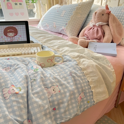 91家纺网 家纺一手货源 找家纺 （总）盼季家纺 新款夏季夏天蕾丝花边大豆纤维被夏凉被床单四件套空调被