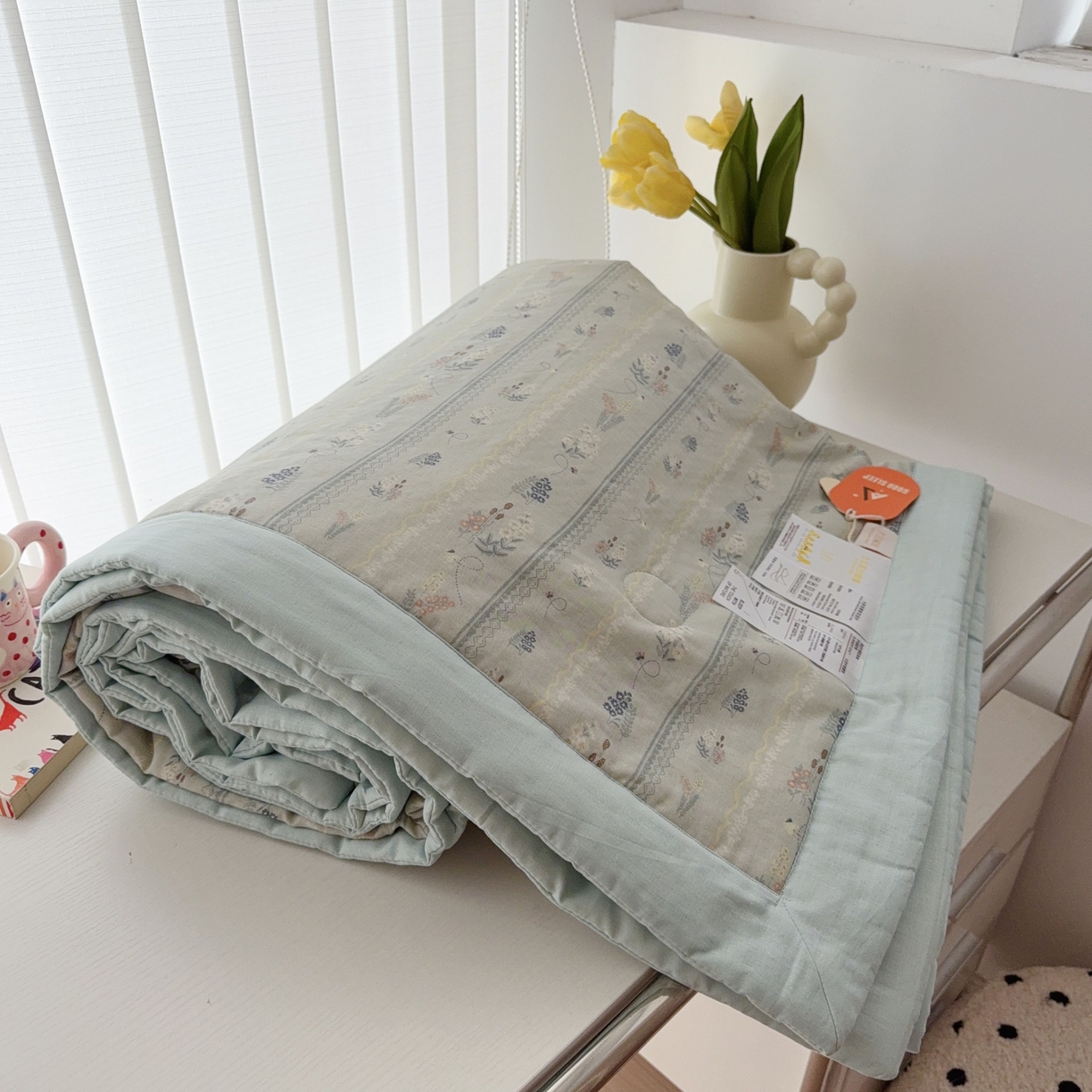 91家纺网 家纺一手货源 找家纺 于果 2025新款全棉双层纱夏被四件套 惜梦