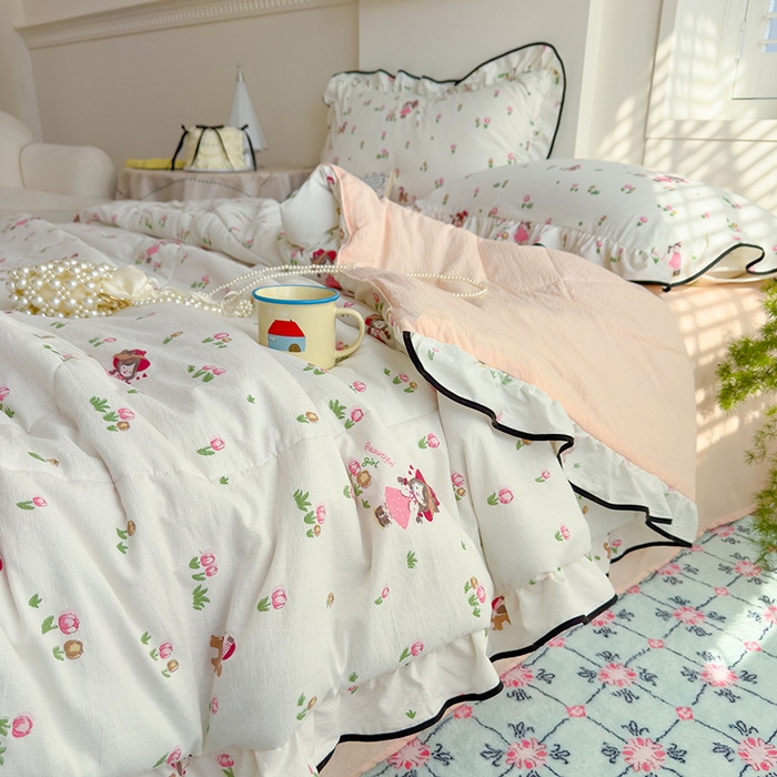 91家纺网 家纺一手货源 找家纺 慕尚 2025新款云感棉花边夏凉被空调被 小仙女