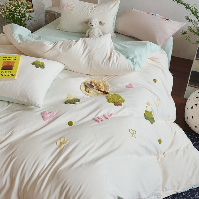 91家纺网 家纺一手货源 找家纺 （总）鑫喜莱家纺 2025新款水洗棉毛巾绣四件套场景二【全系图有买家秀文件】