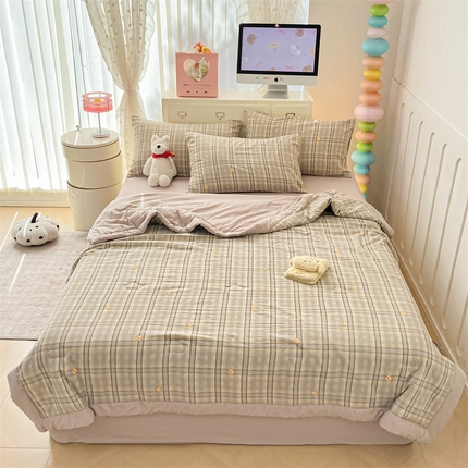 美梦里 2025新款A类水洗棉棉花夏被 夏凉被空调被 英伦小熊