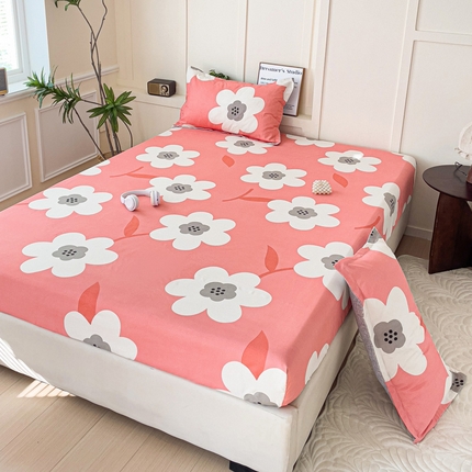 朵朵家纺 2025新款亲肤棉芦荟棉床笠单床笠，磨毛床笠，印花床笠（可定制尺寸 ） 春暖花开粉