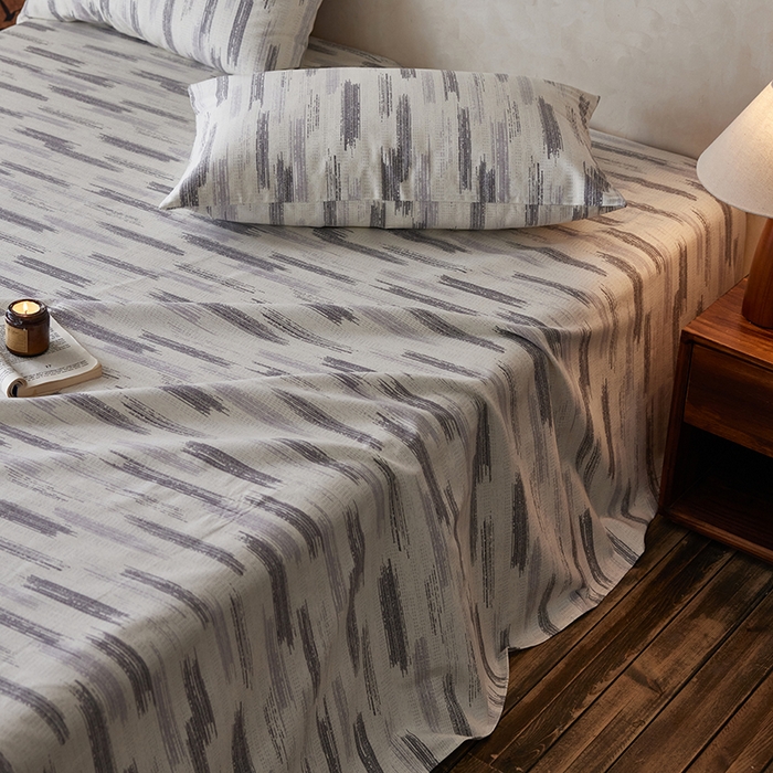 91家纺网 家纺一手货源 找家纺 千朵森2025新款A类全棉老粗布床单三件套 山光