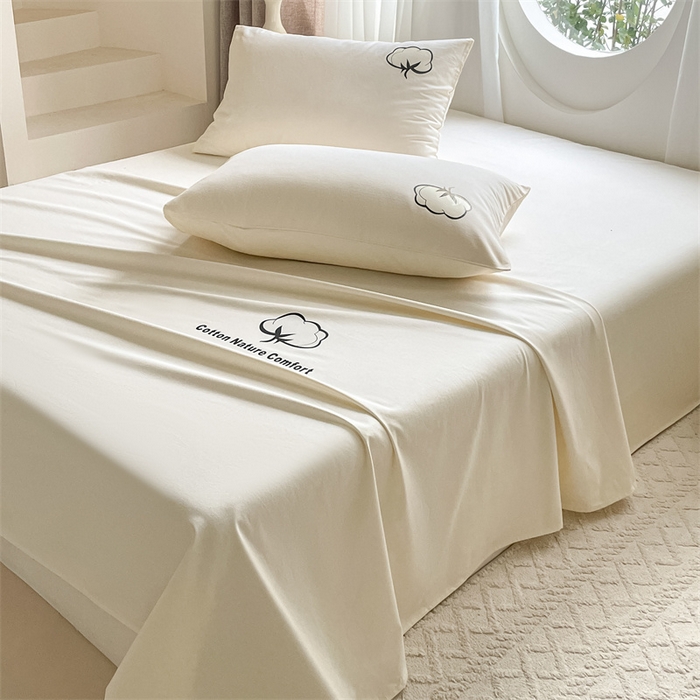 91家纺网 家纺一手货源 找家纺 布卢姆床垫 2025新款全棉纯棉烫画全棉老粗布床单凉席 棉朵-奶黄