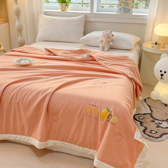 91家纺网 家纺一手货源 找家纺 帕芬鸟家纺 2025新款柠檬夏被 柠檬-橙