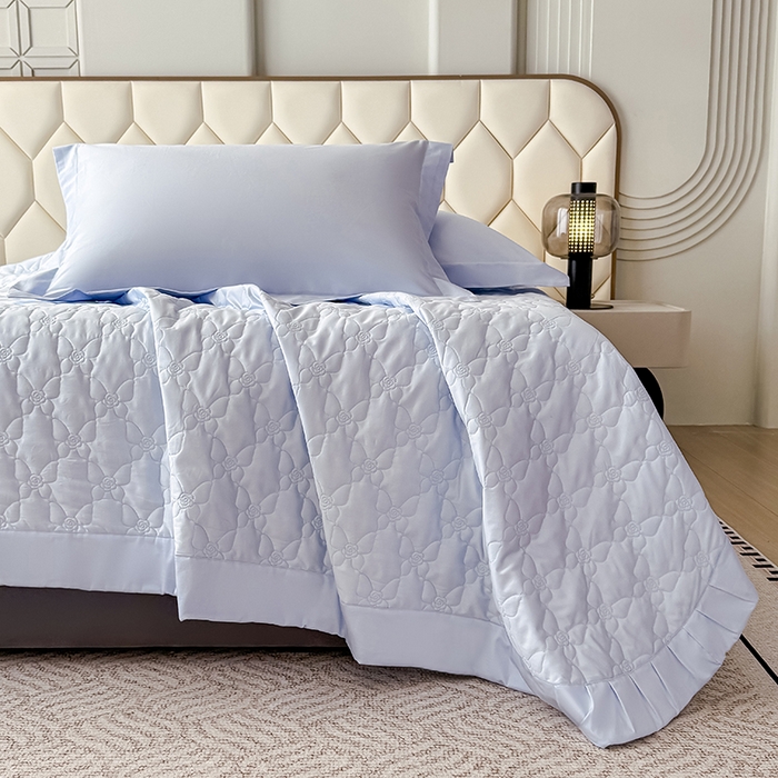 91家纺网 家纺一手货源 找家纺 （总）金喜 2025新款高端100支全棉蚕丝床盖豆邦纤维蚕丝床盖三件套-蝶恋花系列