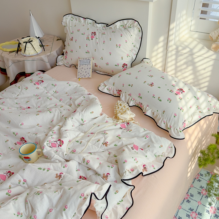 91家纺网 家纺一手货源 找家纺 慕尚 2025新款云感棉花边夏凉被空调被 小仙女