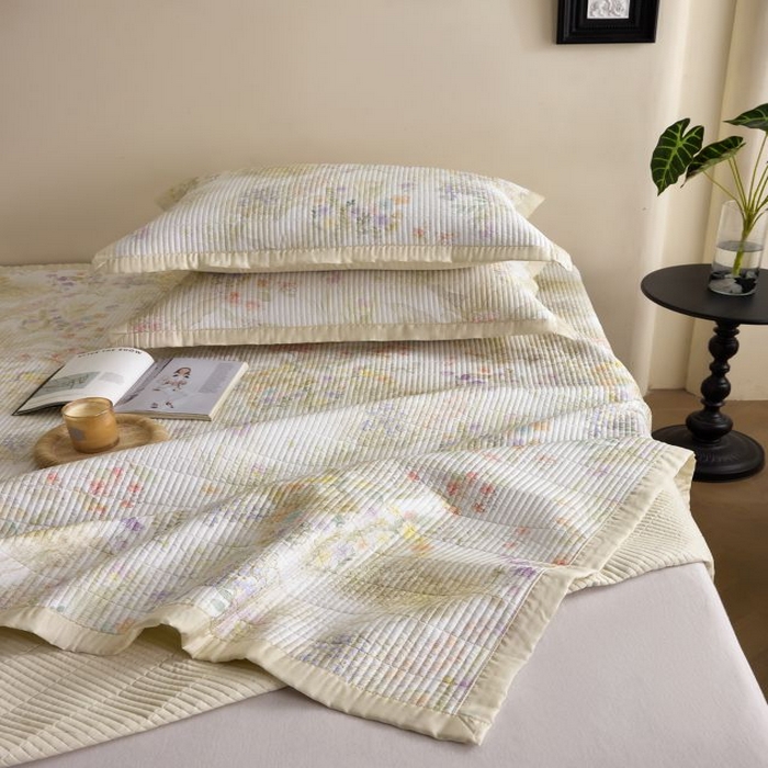 91家纺网 家纺一手货源 找家纺 黛舒家居2025新款天丝水洗印花夏被床盖三件套 花漾情