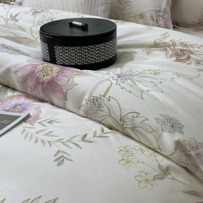 91家纺网 家纺一手货源 找家纺 莱豫2025新款50支莱赛尔天丝四件套 春日落樱