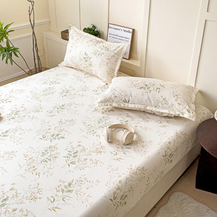 91家纺网 家纺一手货源 找家纺 朵朵家纺 2025新款亲肤棉芦荟棉床笠单床笠，磨毛床笠，印花床笠（可定制尺寸 ） 仙草