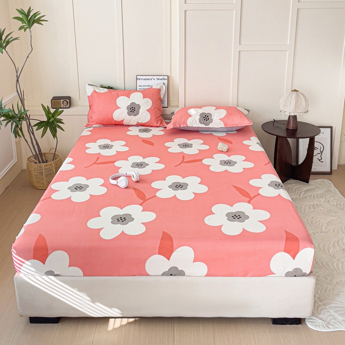 91家纺网 家纺一手货源 找家纺 朵朵家纺 2025新款亲肤棉芦荟棉床笠单床笠，磨毛床笠，印花床笠（可定制尺寸 ） 春暖花开粉