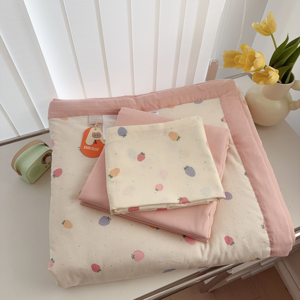 91家纺网 家纺一手货源 找家纺 （总）于果 2025新款全棉双层纱夏被四件套