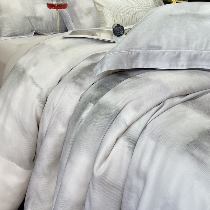 91家纺网 家纺一手货源 找家纺 莱豫2025新款50支莱赛尔天丝四件套 水墨意境