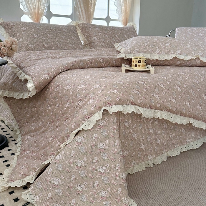 91家纺网 家纺一手货源 找家纺 （总）奈萝家纺 2025新款全棉13372花边床盖三件套四件套纯棉花边夏被春秋被