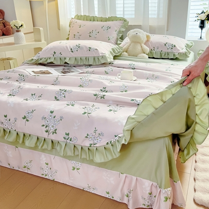 找底底家纺 2025新款60S水洗天丝夏被夏凉被空调被床裙四件套 盛夏