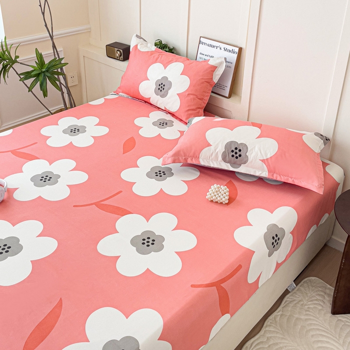 91家纺网 家纺一手货源 找家纺 朵朵家纺 2025新款亲肤棉芦荟棉床笠单床笠，磨毛床笠，印花床笠（可定制尺寸 ） 春暖花开粉