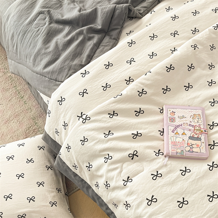 91家纺网 家纺一手货源 找家纺 美梦里 2025新款A类水洗棉棉花夏被 夏凉被空调被 蝴蝶结