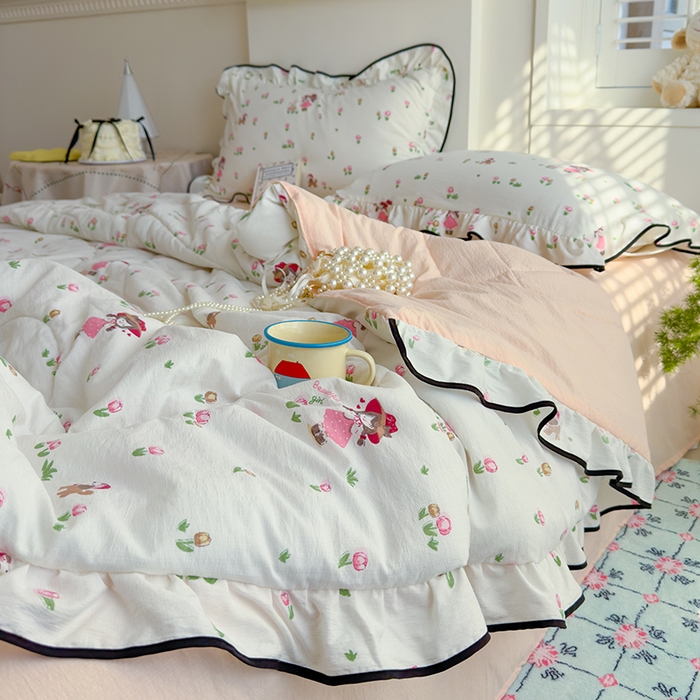 91家纺网 家纺一手货源 找家纺 慕尚 2025新款云感棉花边夏凉被空调被 小仙女