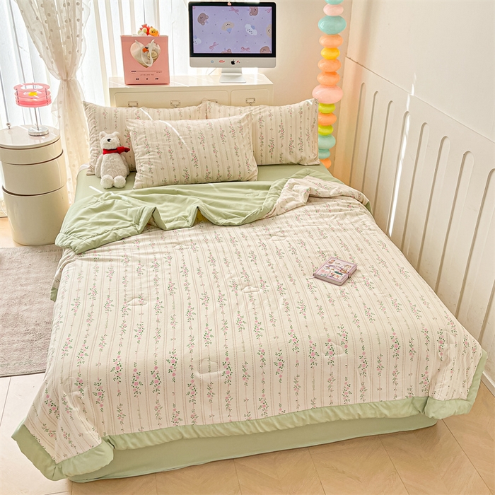 91家纺网 家纺一手货源 找家纺 美梦里 2025新款A类水洗棉棉花夏被 夏凉被空调被 花间