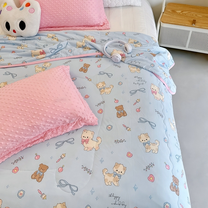 91家纺网 家纺一手货源 找家纺 （总）兜米  2025夏季A类针织棉夏凉被小清新卡通双面针织棉空调被子被芯