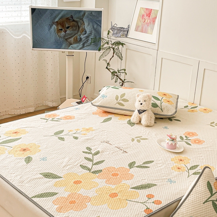 91家纺网 家纺一手货源 找家纺 川悦生活 2025新款大版冰豆豆凉豆豆凉席 花之夏