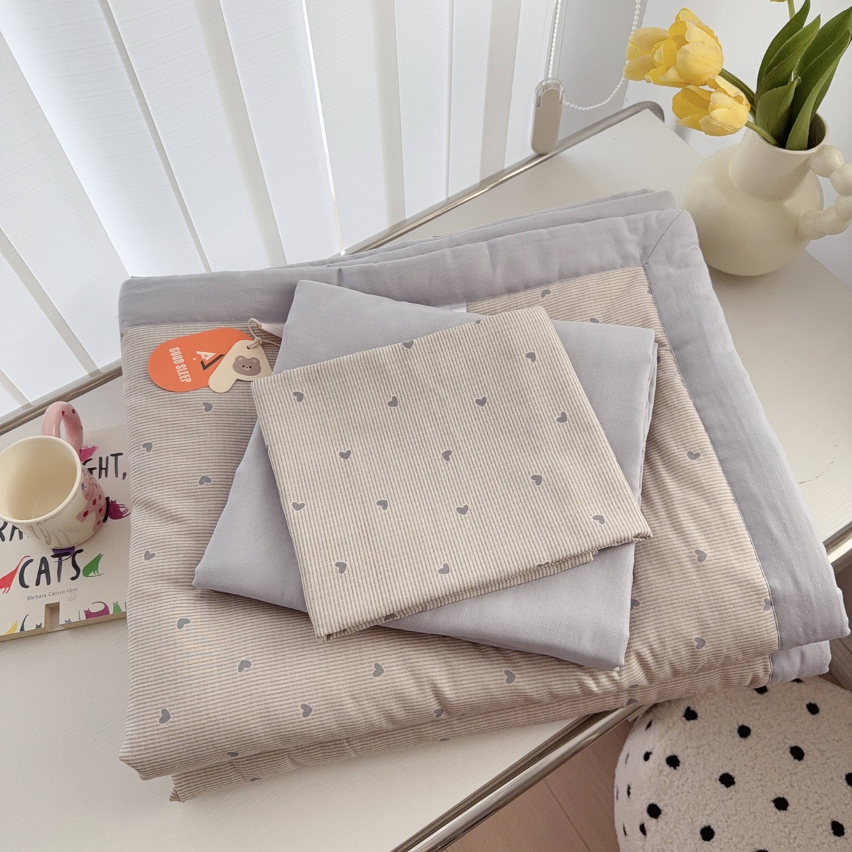 91家纺网 家纺一手货源 找家纺 于果 2025新款全棉双层纱夏被四件套 简单爱