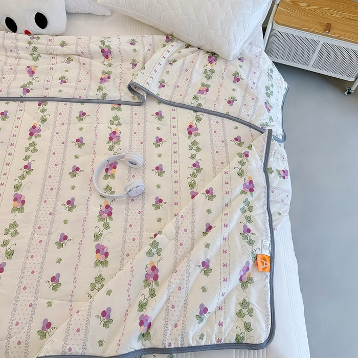 91家纺网 家纺一手货源 找家纺 兜米  2025夏季A类针织棉夏凉被小清新卡通双面针织棉空调被子被芯 小葡萄